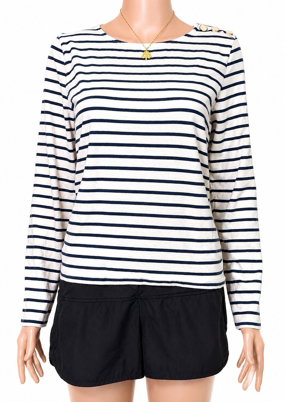 J.Crew Artist Tee Women’s Medium White Navy Stripe Long Sleeve Cotton Top M